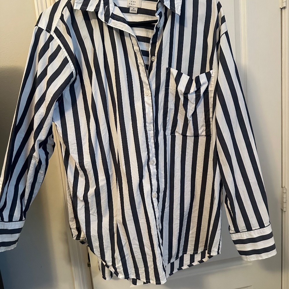 A New Day Oversized Striped Button-Down Shirt